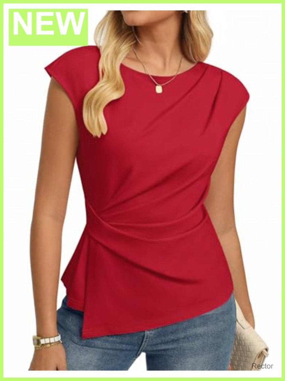 Women's Peplum Blouse Short Cap Sleeve Crew Neck Dressy Work Top